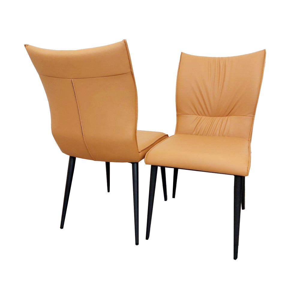 Set of 2 Tan Flora Leather Dining Chairs