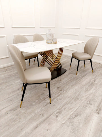 Orion Gold 1.8 Dining Table with Polar White Sintered Stone Top