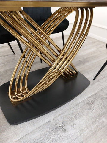 Orion Gold 1.8 Dining Table with Polar White Sintered Stone Top