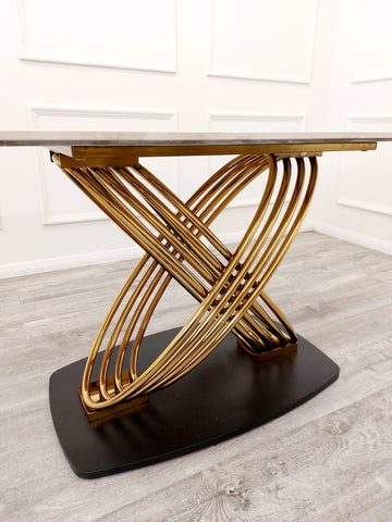 Orion Gold 1.8 Dining Table with Polar White Sintered Stone Top