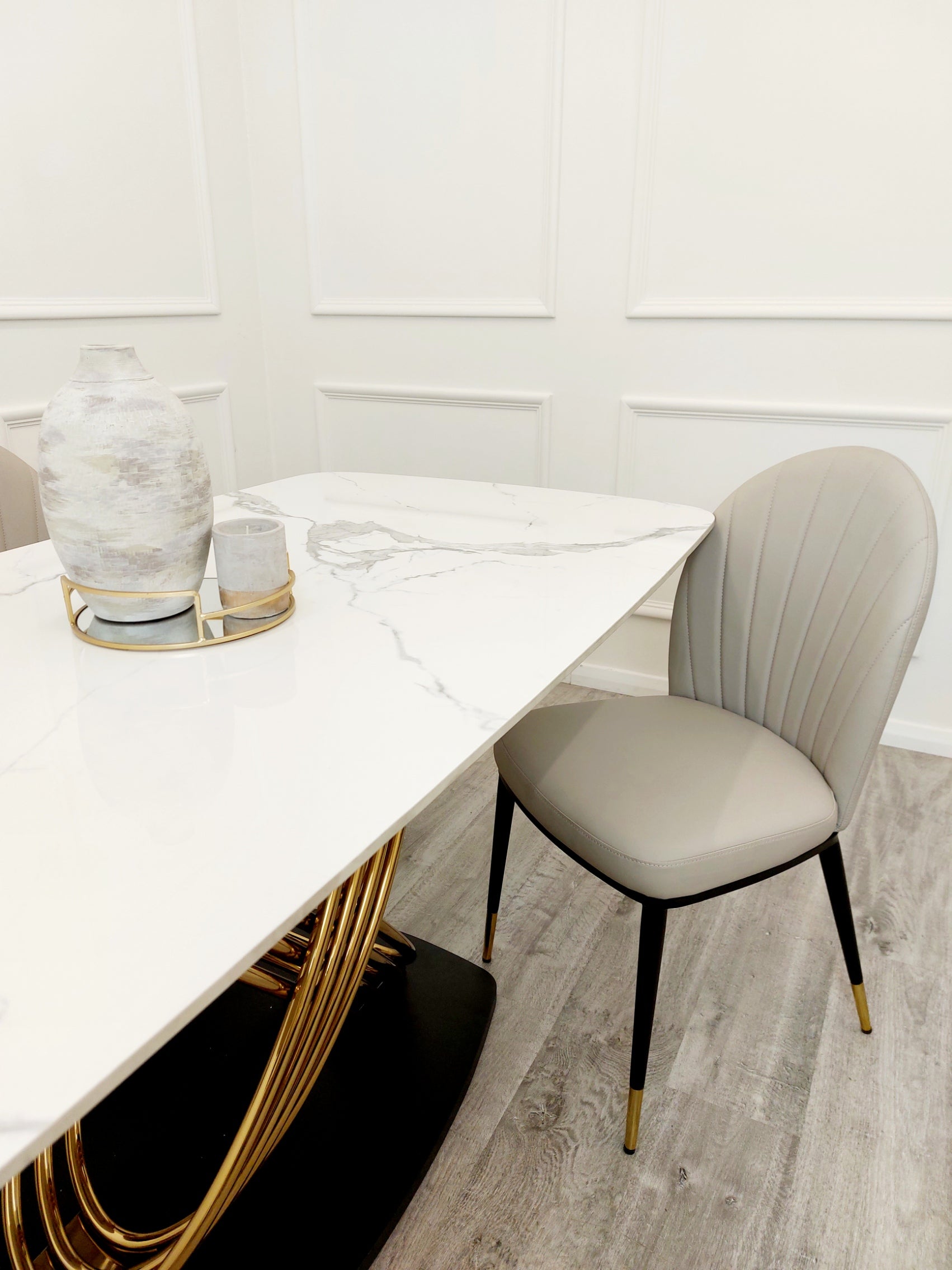 Orion Gold 1.8 Dining Table with Polar White Sintered Stone Top
