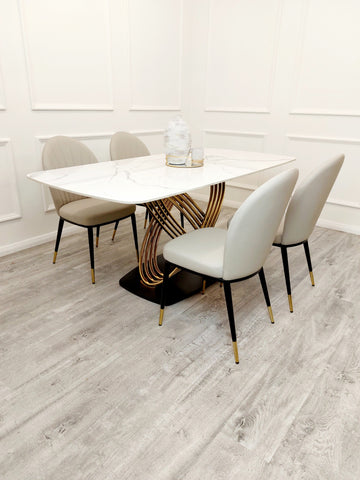 Orion Gold 1.8 Dining Table with Polar White Sintered Stone Top