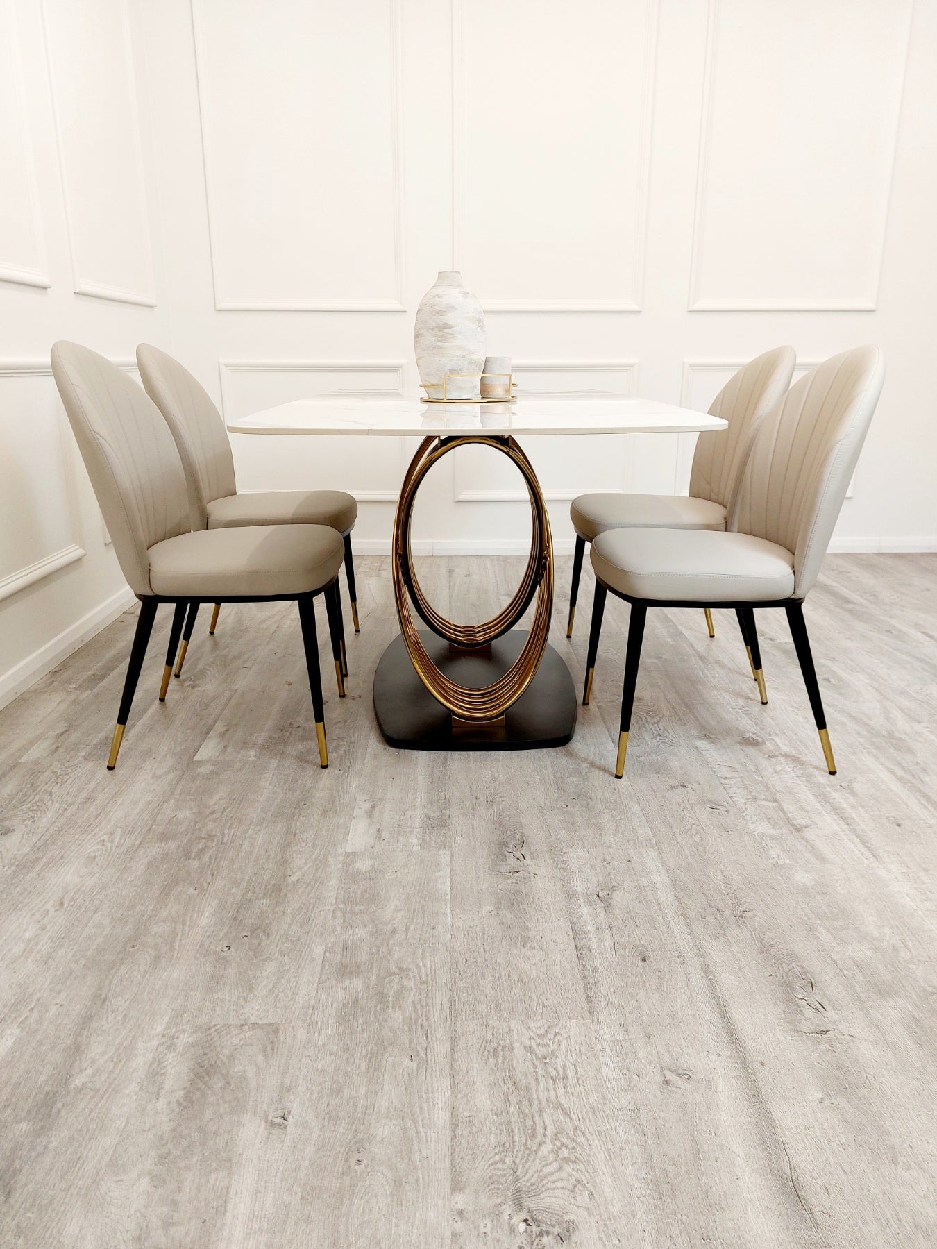 Orion Gold 1.8 Dining Table with Polar White Sintered Stone Top