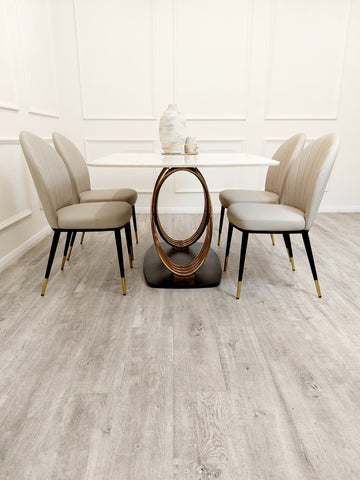 Orion Gold 1.8 Dining Table with Polar White Sintered Stone Top