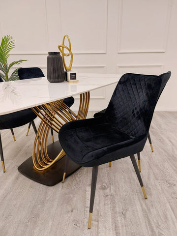Orion Gold 1.8 Dining Table with Polar White Sintered Stone Top