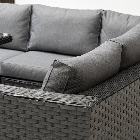 Chakra Rattan Corner Dining Set With Fire Pit