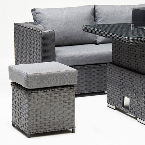 Chakra Rattan Corner Dining Set With Fire Pit