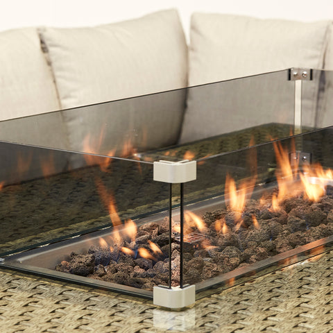 Chakra Rattan Corner Dining Set With Fire Pit
