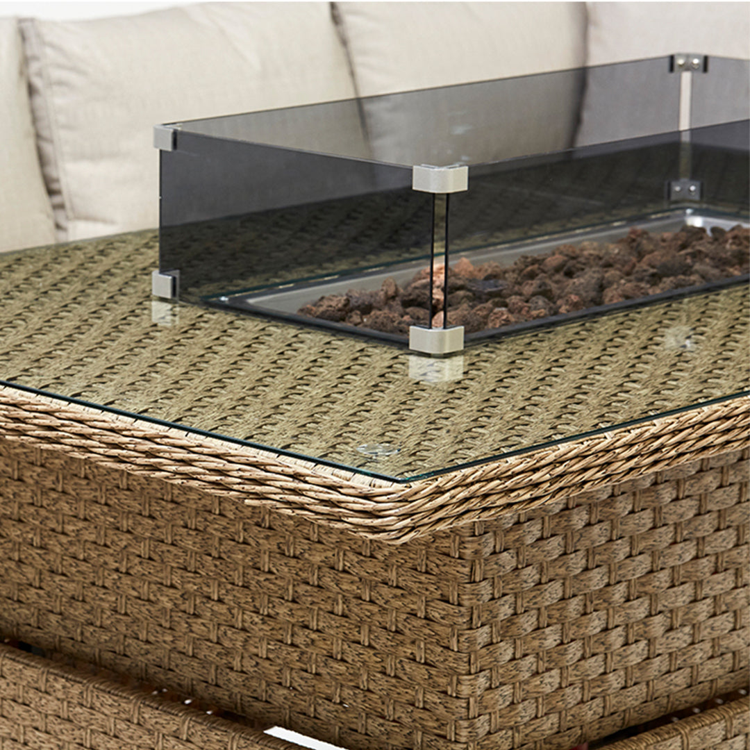 Chakra Rattan Corner Dining Set With Fire Pit