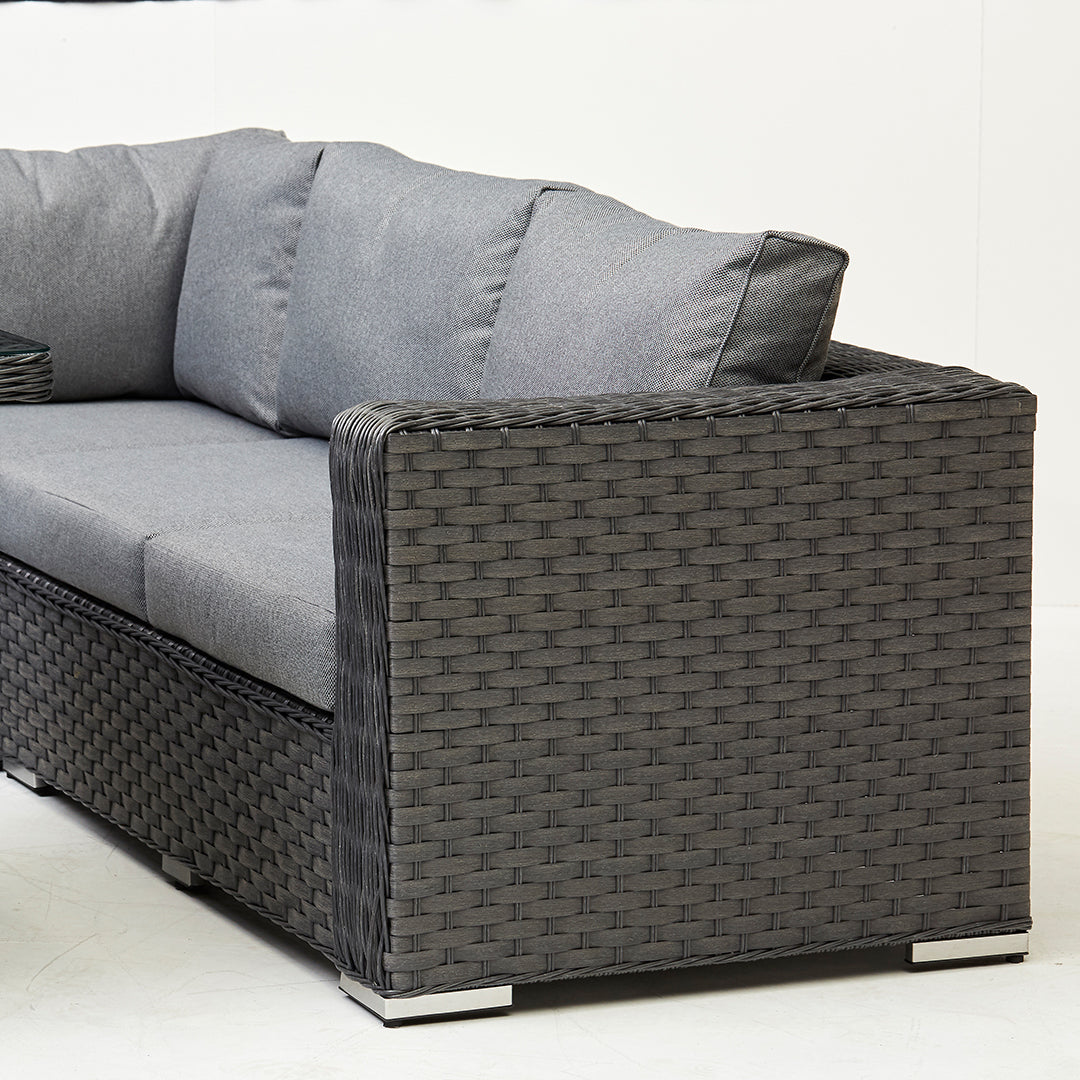 Chakra Rattan Corner Dining Set With Fire Pit