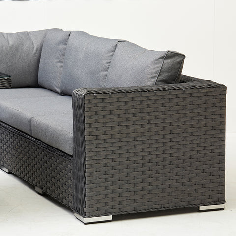Chakra Rattan Corner Dining Set With Fire Pit