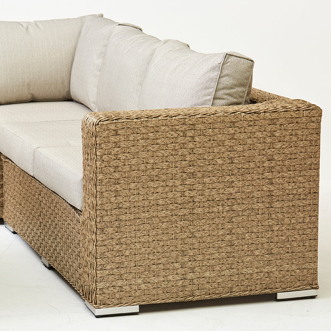 Chakra Rattan Corner Dining Set With Fire Pit