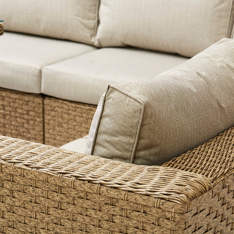 Chakra Rattan Corner Dining Set With Fire Pit