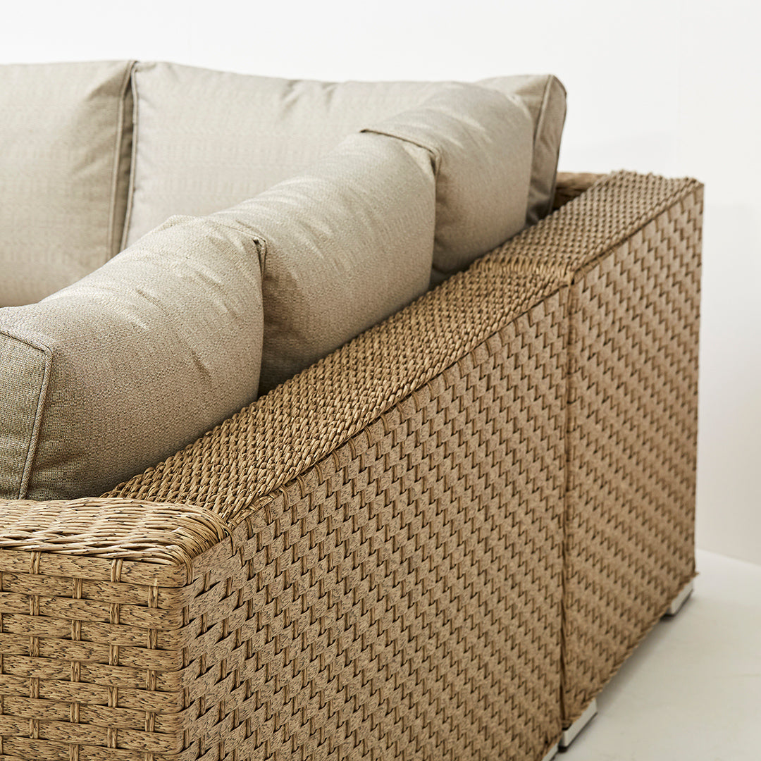 Chakra Rattan Corner Dining Set With Fire Pit
