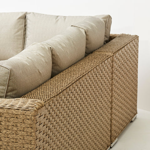 Chakra Rattan Corner Dining Set With Fire Pit