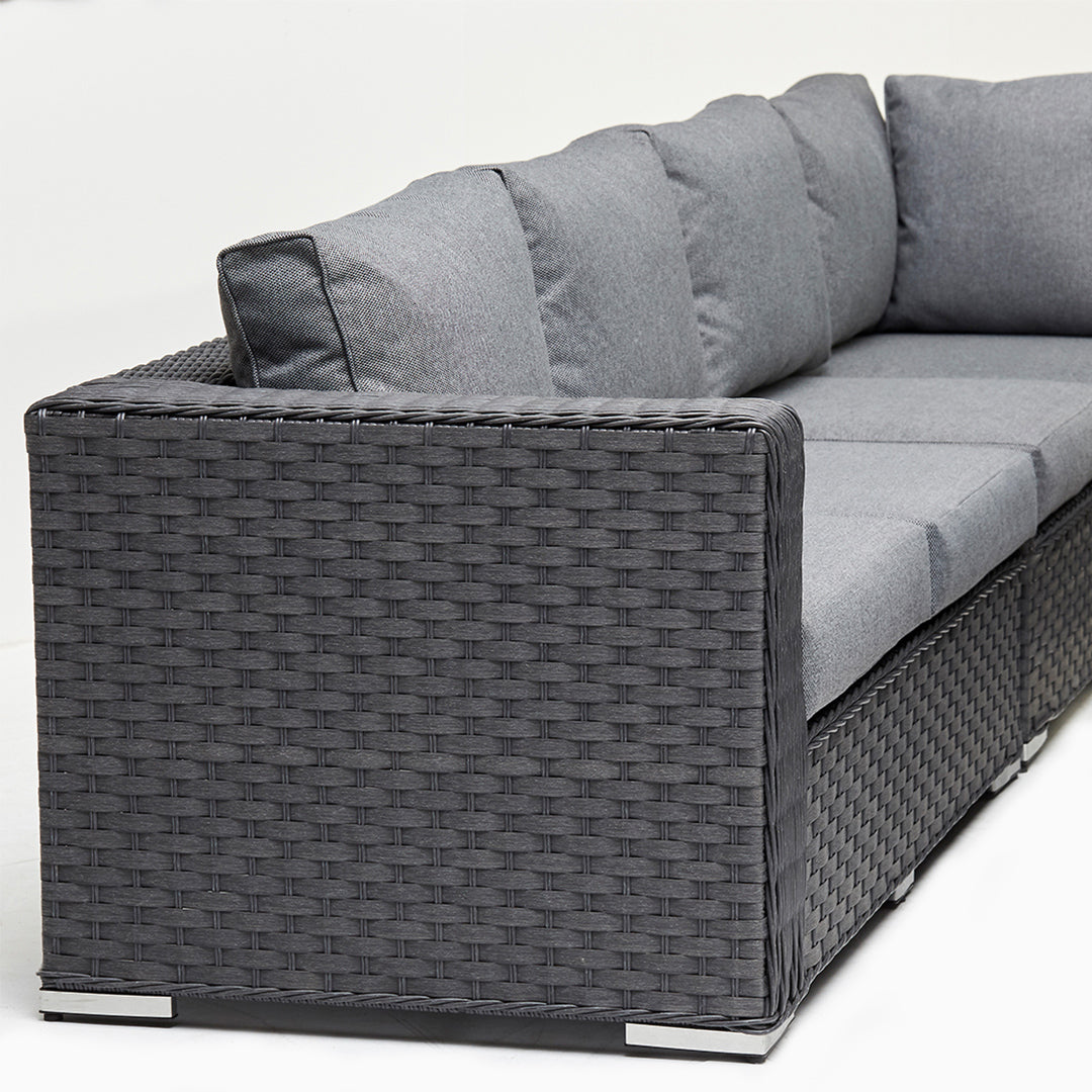 Chakra Rattan Corner Dining Set With Fire Pit