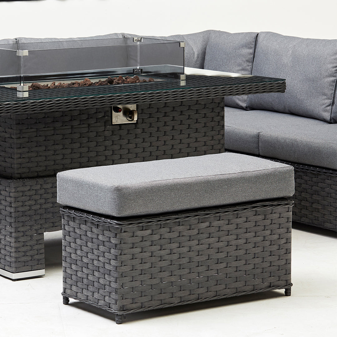 Chakra Rattan Corner Dining Set With Fire Pit