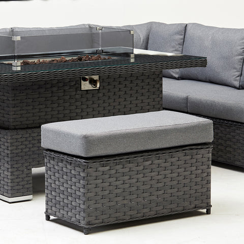 Chakra Rattan Corner Dining Set With Fire Pit