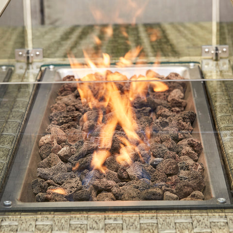 Chakra Rattan Corner Dining Set With Fire Pit